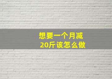 想要一个月减20斤该怎么做