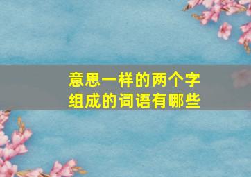 意思一样的两个字组成的词语有哪些