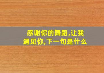 感谢你的舞蹈,让我遇见你,下一句是什么