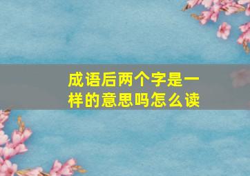 成语后两个字是一样的意思吗怎么读