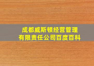 成都威斯顿经营管理有限责任公司百度百科