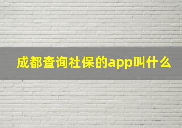 成都查询社保的app叫什么