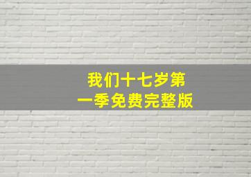 我们十七岁第一季免费完整版