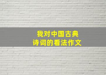 我对中国古典诗词的看法作文