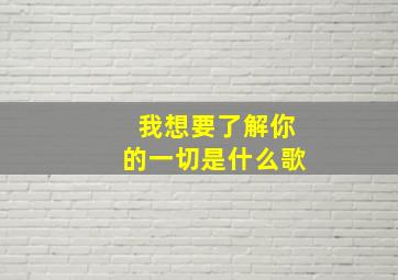 我想要了解你的一切是什么歌