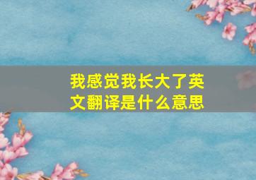 我感觉我长大了英文翻译是什么意思