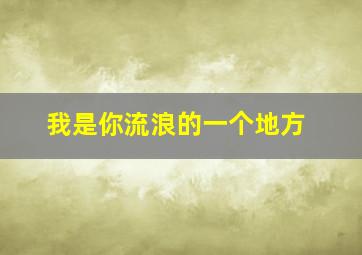 我是你流浪的一个地方