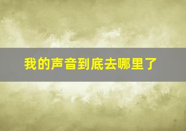 我的声音到底去哪里了