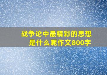 战争论中最精彩的思想是什么呢作文800字