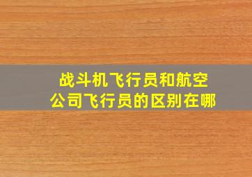 战斗机飞行员和航空公司飞行员的区别在哪