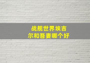 战舰世界埃吉尔和吾妻哪个好