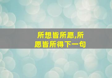 所想皆所愿,所愿皆所得下一句