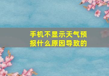 手机不显示天气预报什么原因导致的