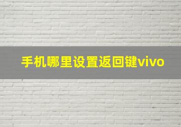 手机哪里设置返回键vivo