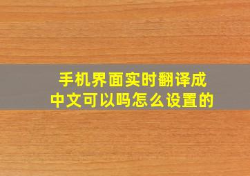 手机界面实时翻译成中文可以吗怎么设置的