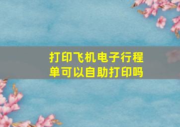 打印飞机电子行程单可以自助打印吗