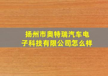 扬州市奥特瑞汽车电子科技有限公司怎么样