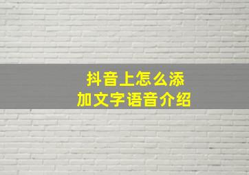 抖音上怎么添加文字语音介绍