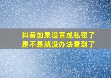 抖音如果设置成私密了是不是就没办法看到了