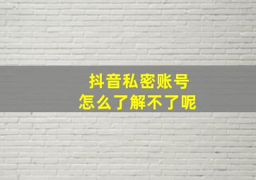 抖音私密账号怎么了解不了呢