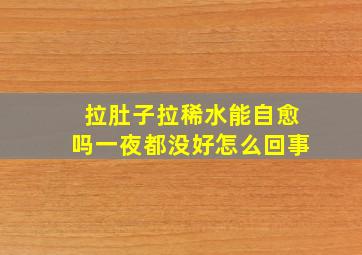 拉肚子拉稀水能自愈吗一夜都没好怎么回事