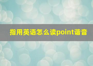 指用英语怎么读point谐音