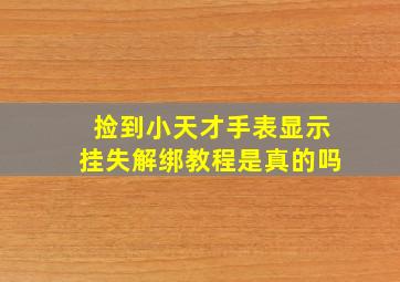 捡到小天才手表显示挂失解绑教程是真的吗