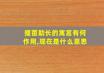 揠苗助长的寓言有何作用,现在是什么意思