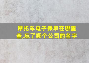 摩托车电子保单在哪里查,忘了哪个公司的名字