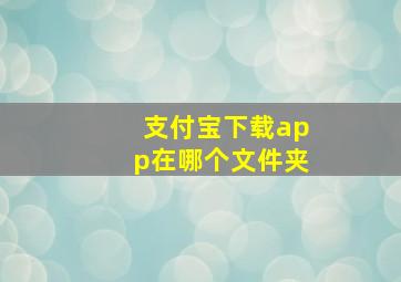 支付宝下载app在哪个文件夹