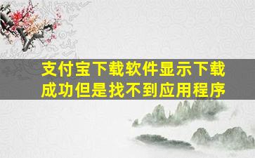 支付宝下载软件显示下载成功但是找不到应用程序