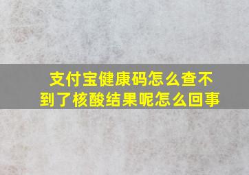 支付宝健康码怎么查不到了核酸结果呢怎么回事