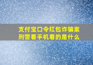 支付宝口令红包诈骗案刑警看手机看的是什么