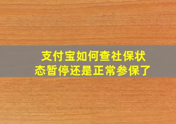 支付宝如何查社保状态暂停还是正常参保了