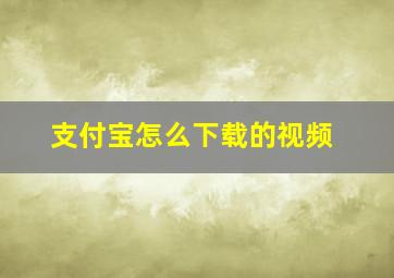 支付宝怎么下载的视频