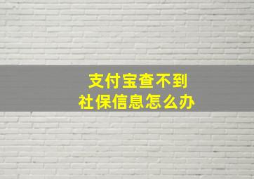 支付宝查不到社保信息怎么办