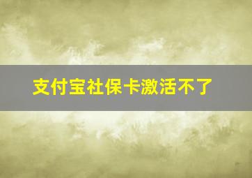 支付宝社保卡激活不了