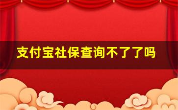 支付宝社保查询不了了吗