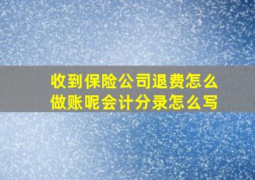 收到保险公司退费怎么做账呢会计分录怎么写