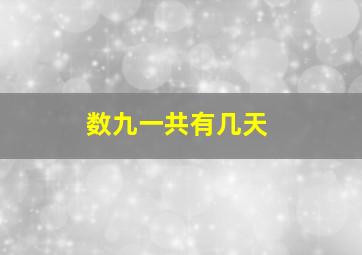 数九一共有几天