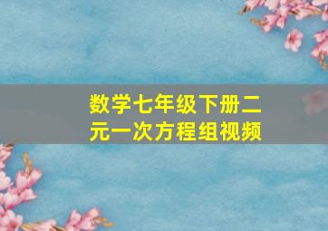 数学七年级下册二元一次方程组视频