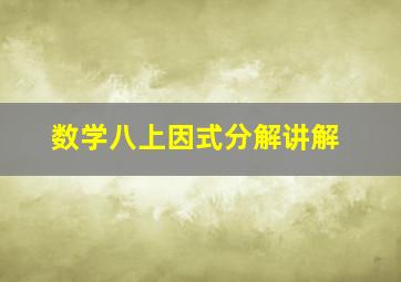 数学八上因式分解讲解