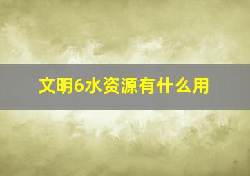 文明6水资源有什么用