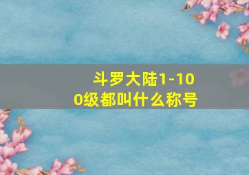 斗罗大陆1-100级都叫什么称号