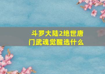 斗罗大陆2绝世唐门武魂觉醒选什么