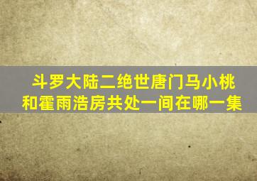 斗罗大陆二绝世唐门马小桃和霍雨浩房共处一间在哪一集