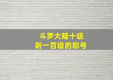 斗罗大陆十级到一百级的称号