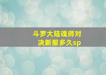 斗罗大陆魂师对决新服多久sp