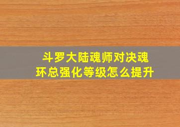 斗罗大陆魂师对决魂环总强化等级怎么提升