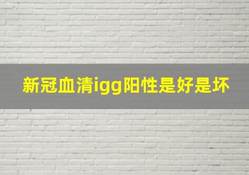 新冠血清igg阳性是好是坏